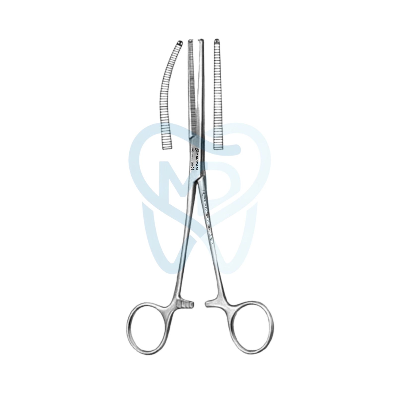 3100-022 Kocher Forceps, Straight, 1-2, 16cm - Image 1
