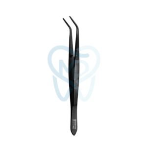 College Tweezer, Serrated, 15cm, Black