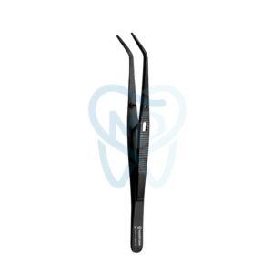 College Tweezer, Short Serrated 13mm, 15cm, Black