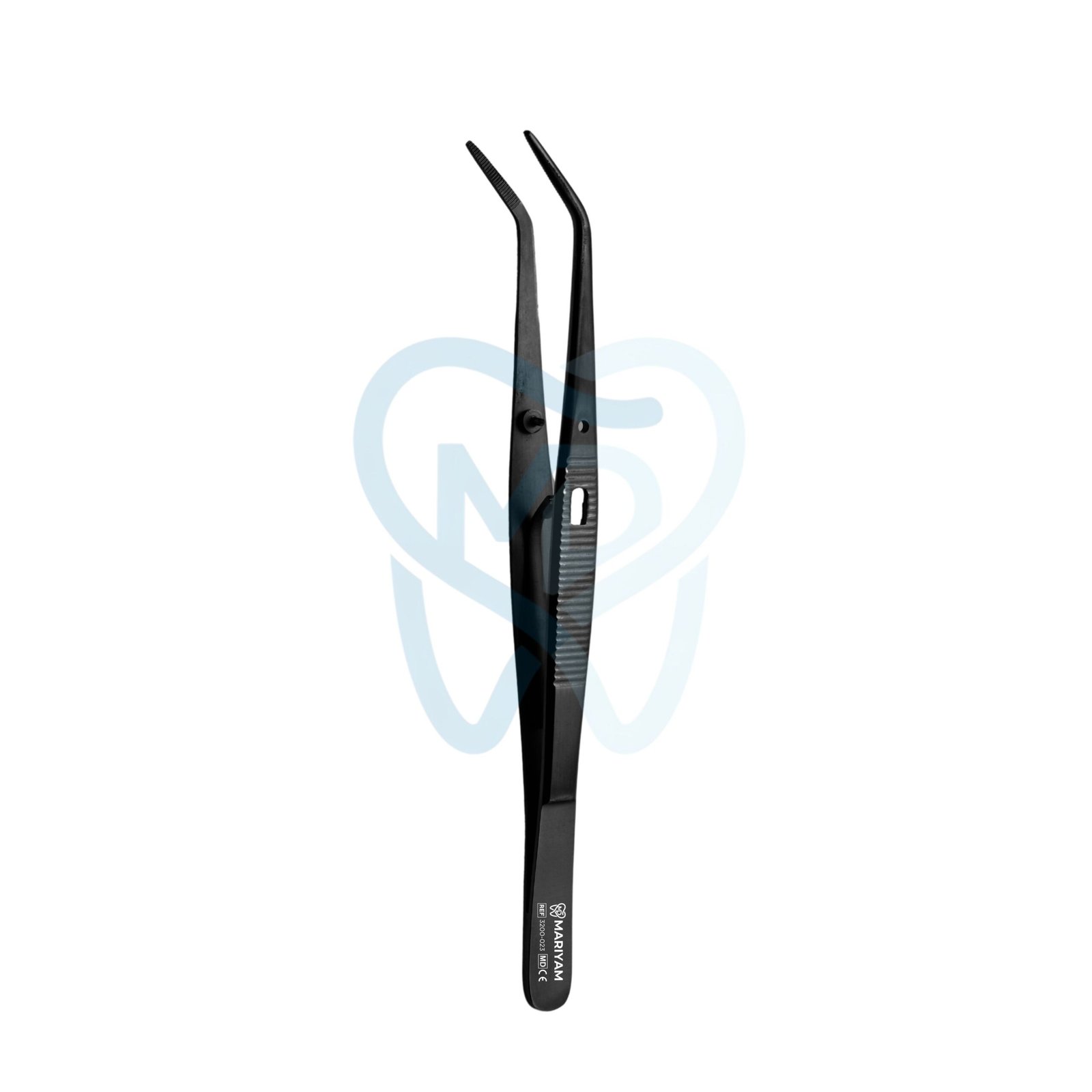 3200-023 College Tweezer, Short Serrated 13mm, 15cm, Black - Image 1