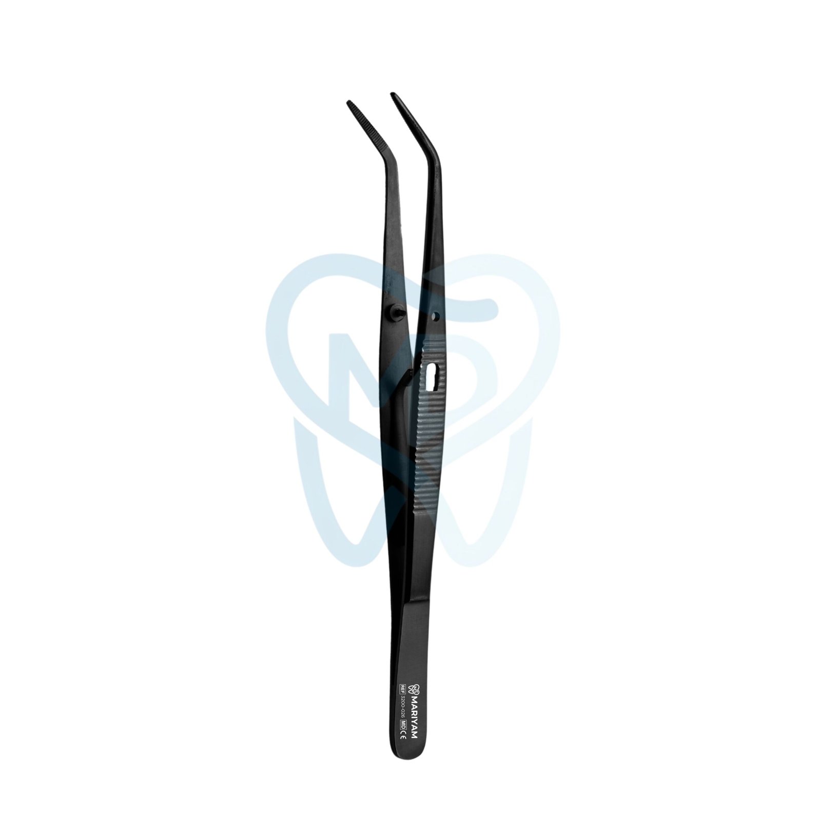 3200-026 College Tweezer, Serrated, with Lock, 15cm,Black - Image 1