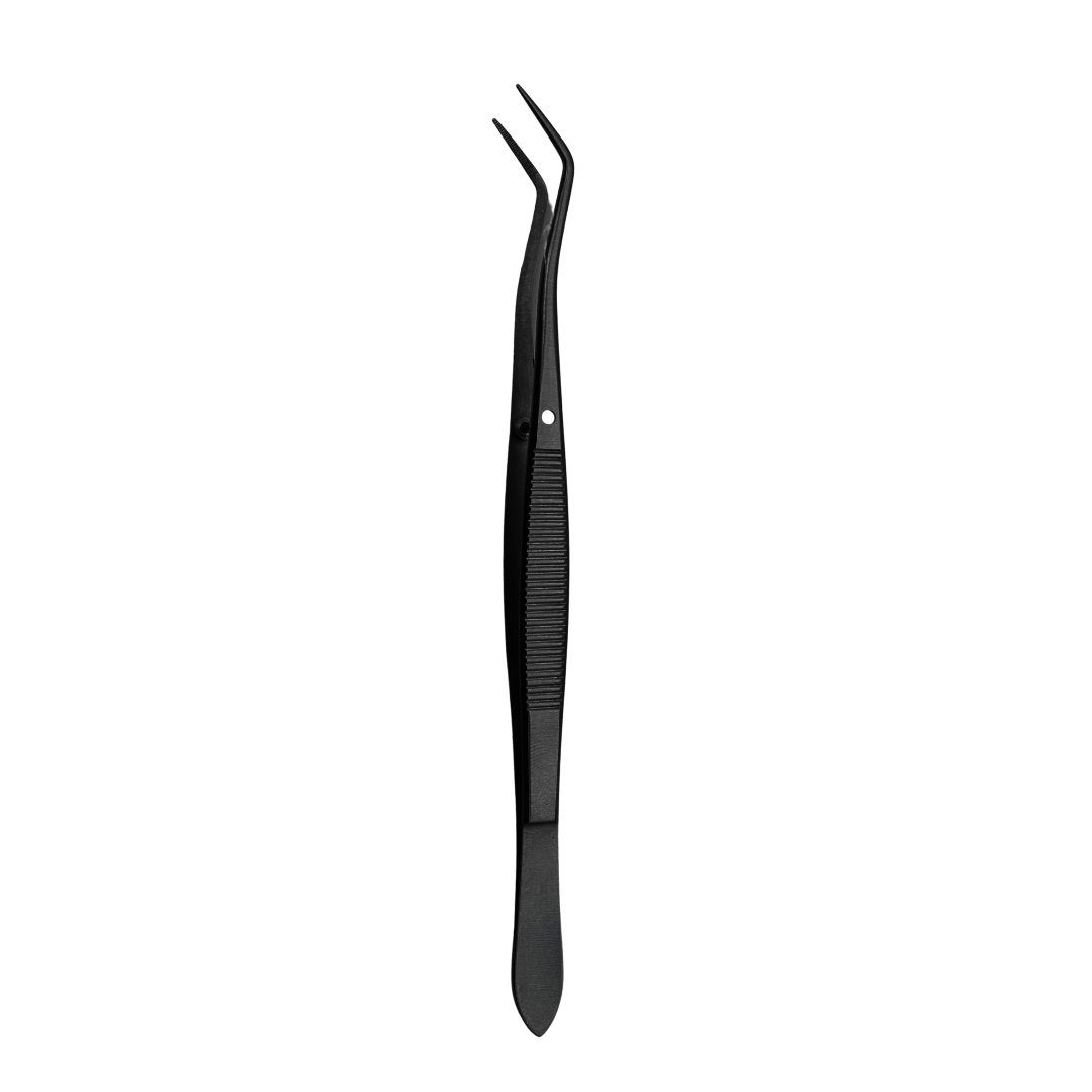 3200-031 Meriam Tweezer, Serrated, Fig 1., 16cm, TC,Black - Image 1