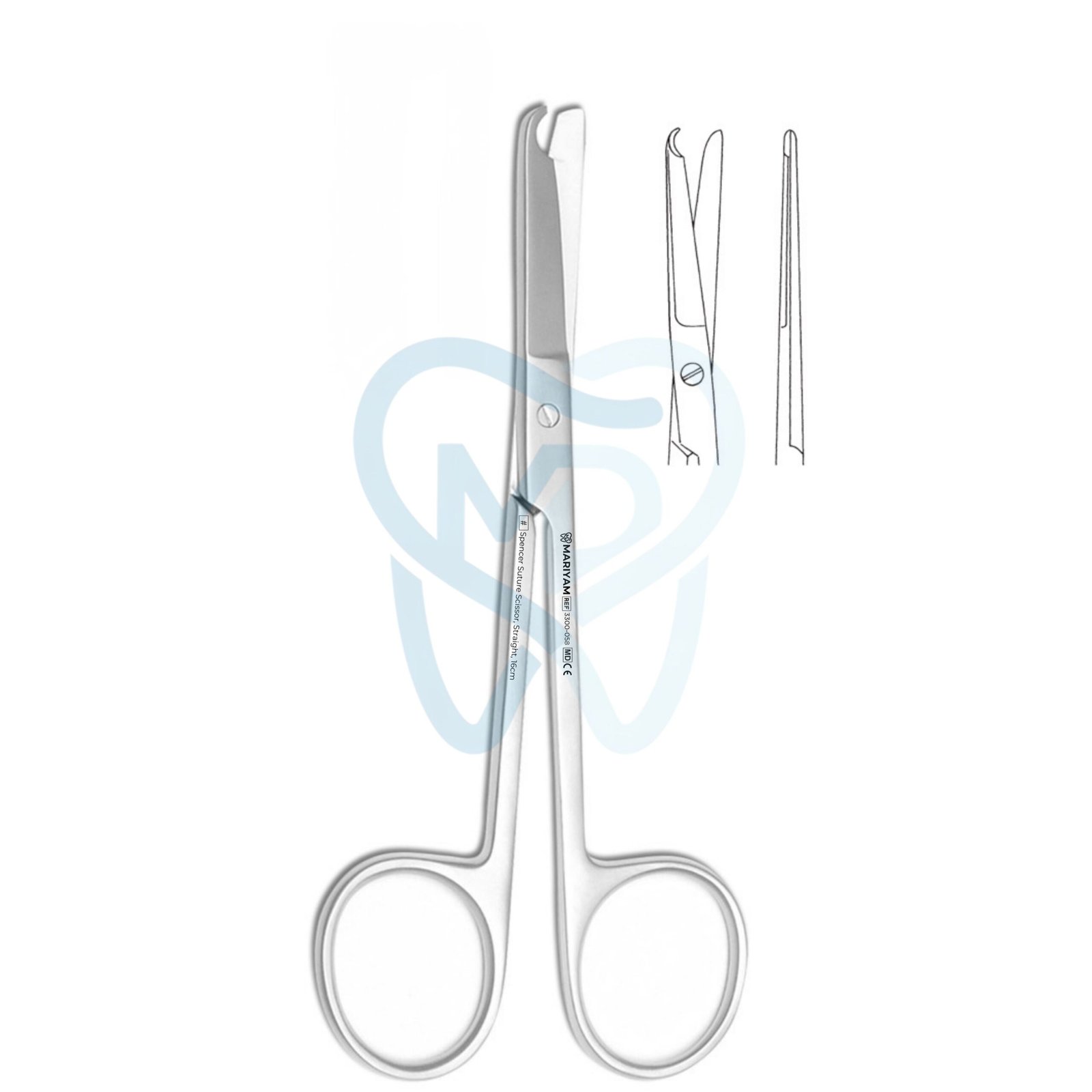 3300-058 Spencer Suture Scissor, Straight, 16cm - Image 1