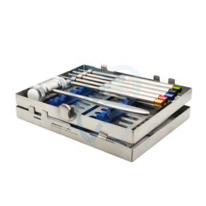 Osteotome Straight, set of 5 with hammer and casette