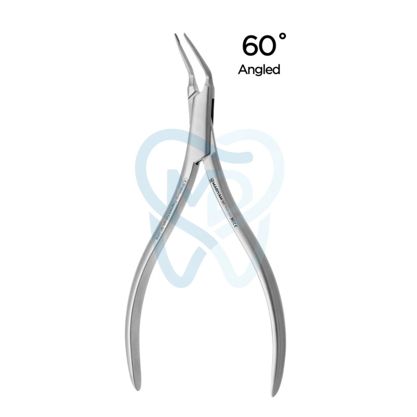 7040-003 Endodontic Fragment Forceps, 60°, Long - Image 1